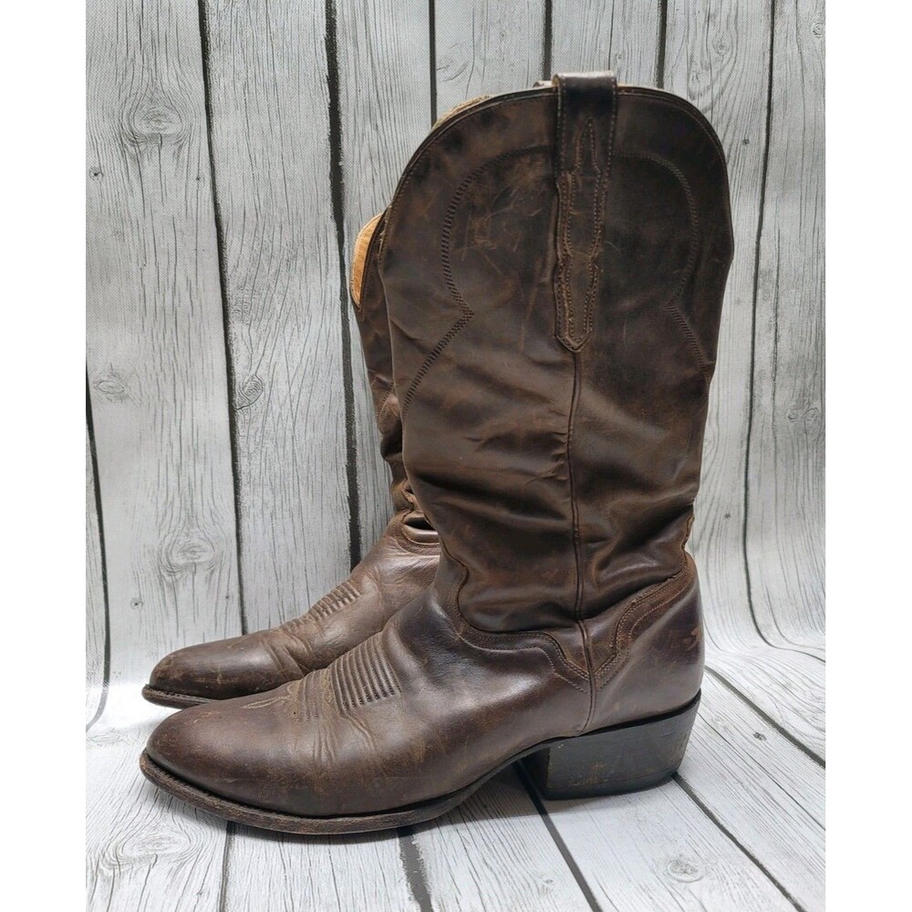 El Dorado Men’s 12 D Cowboy Roper Boots Distressed Brown Leather ED2224 Read